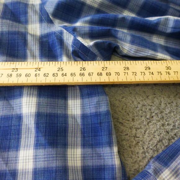 Untuckit Shirt Mens 3XL Button Up Blue Plaid Cotton Relaxed Long Sleeve - Picture 5 of 7